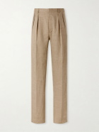 Ralph Lauren Purple label - Straight-Leg Pleated Linen, Cotton and Silk-Blend Suit Trousers - Neutrals
