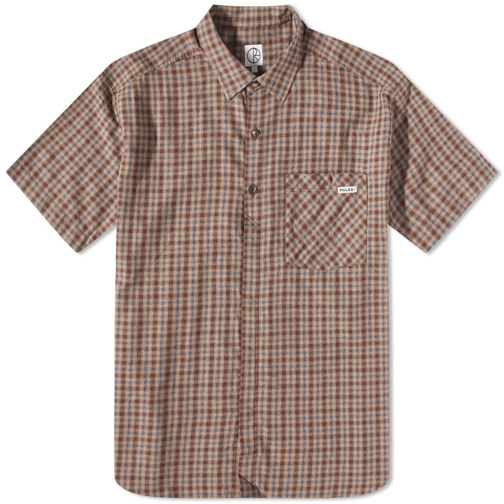 Polar Skate Co. Men's Short Sleeve Mitchell Flannel Shirt in Brown