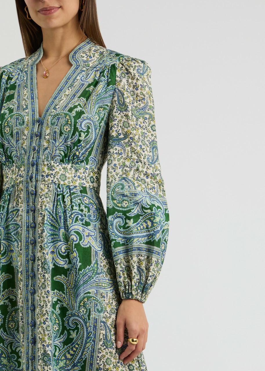 Zimmermann Ottie Printed Linen Maxi Dress Multi Print Zimmermann
