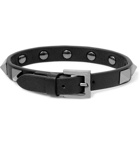 Valentino - Valentino Garavani Rockstud Leather and Ruthenium Bracelet - Black