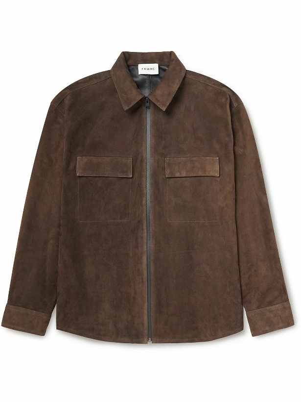Photo: FRAME - Suede Zip-Up Shirt Jacket - Brown