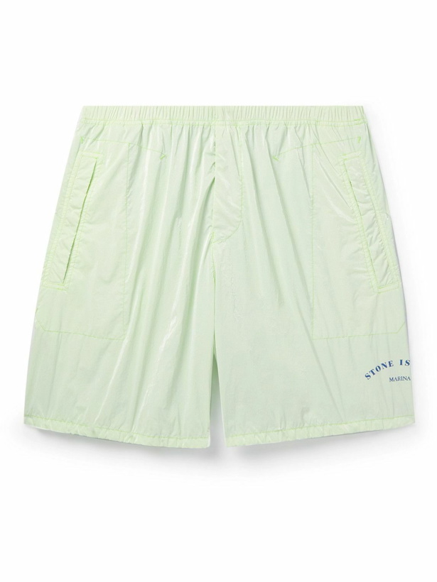 Photo: Stone Island - Marina Straight-Leg Mid-Length Logo-Print Swim Shorts - Green