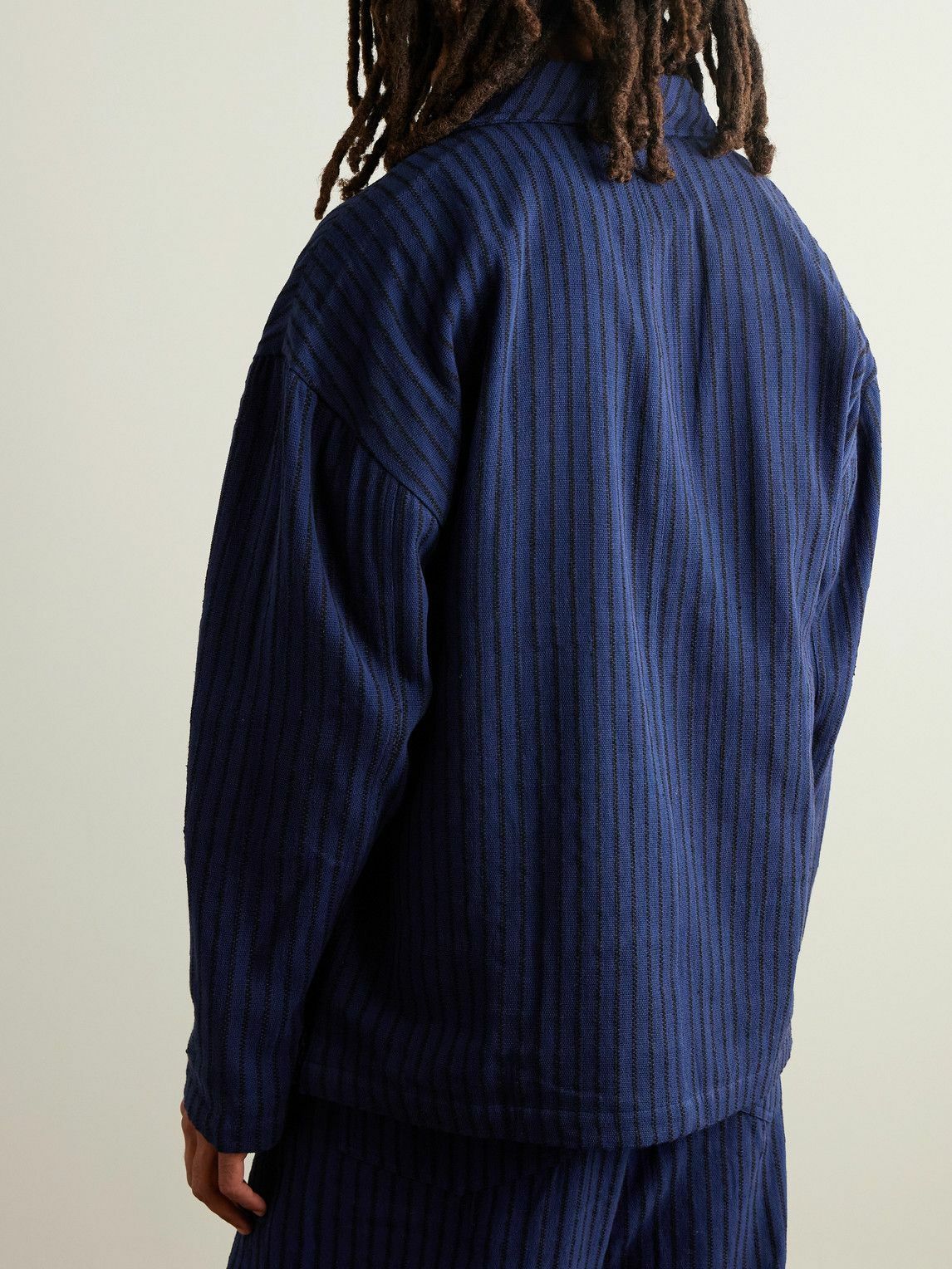 Kardo - Hugh 2.0 Unstructured Striped Cotton Suit Jacket - Blue