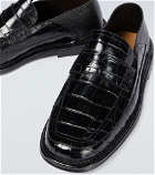 Loewe - Croc-effect leather loafers
