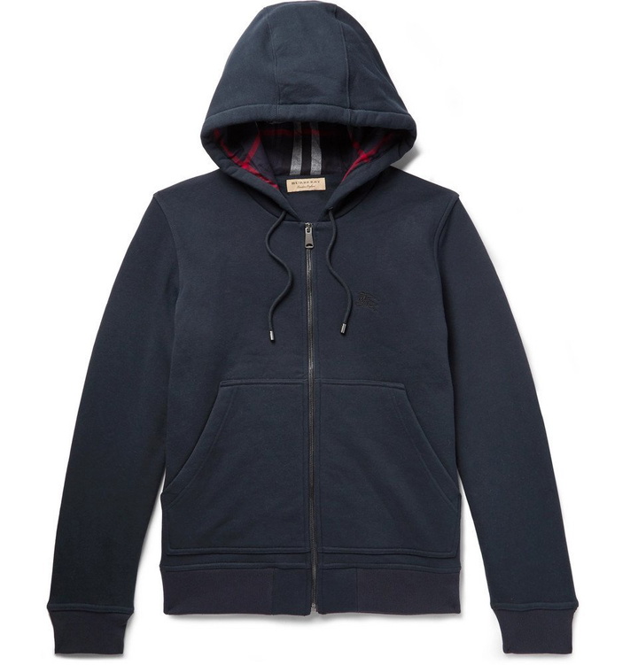 Photo: Burberry - Cotton-Blend Jersey Zip-Up Hoodie - Men - Navy