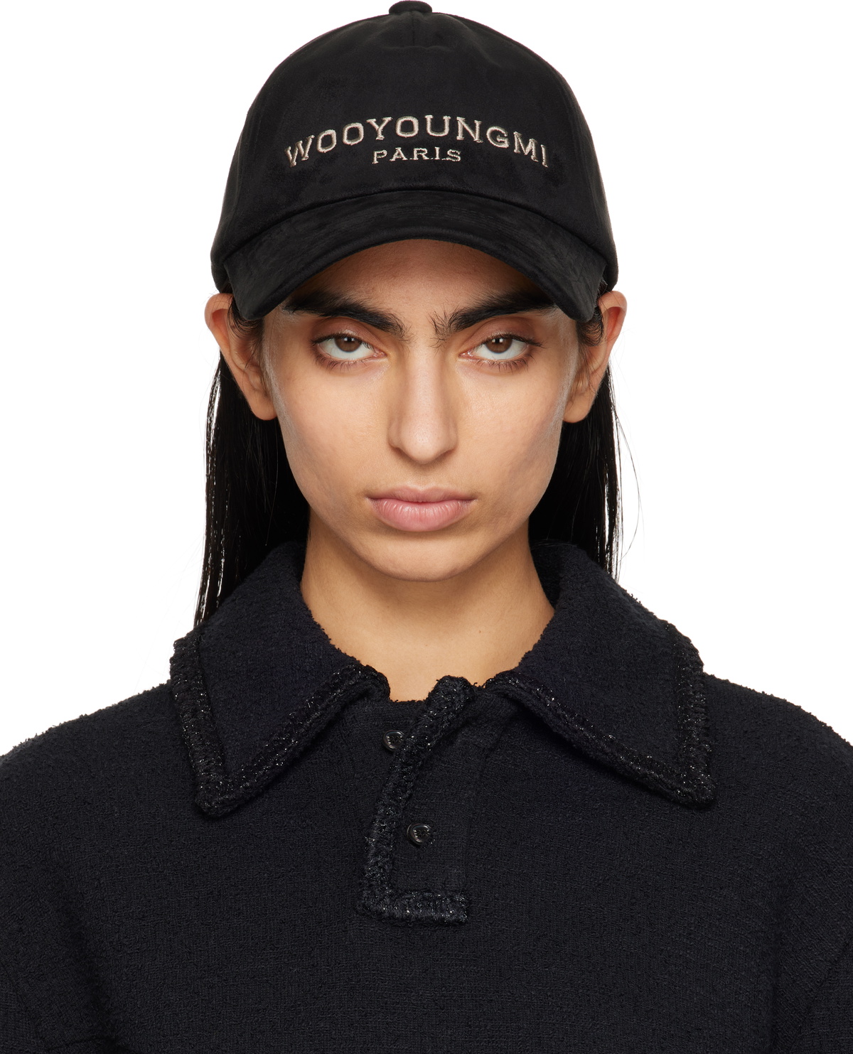 【WOOYOUNGMI】WYM Patch LOGO BALL CAP BLACK Black Embroidered Ball Cap - WOOYOUNGMI