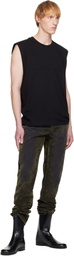 Helmut Lang Black Embossed Logo Tank Top