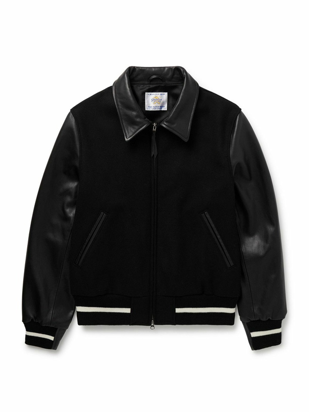 Photo: Golden Bear - Leather and Wool-Blend Felt Varsity Jacket - Black