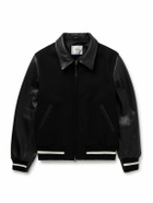 Golden Bear - Leather and Wool-Blend Felt Varsity Jacket - Black