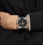 Bell & Ross - BR 03-93 GMT 42mm Steel and Leather Watch, Ref. No. BR0393‐GMT-ST/SCA - Black