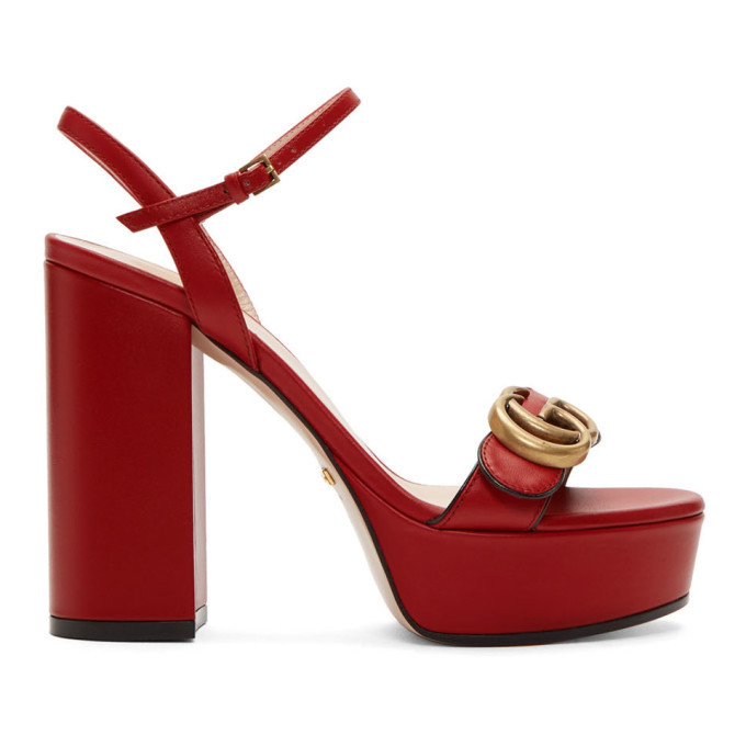 サンダル・ミュール Gucci Open-Toe Red Leather Sandals Gucci Red Patent Leather Horsebit Open Toe Mule Sandals Size