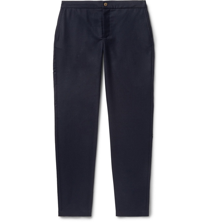 Photo: De Bonne Facture - Tapered Wool-Flannel Drawstring Trousers - Blue
