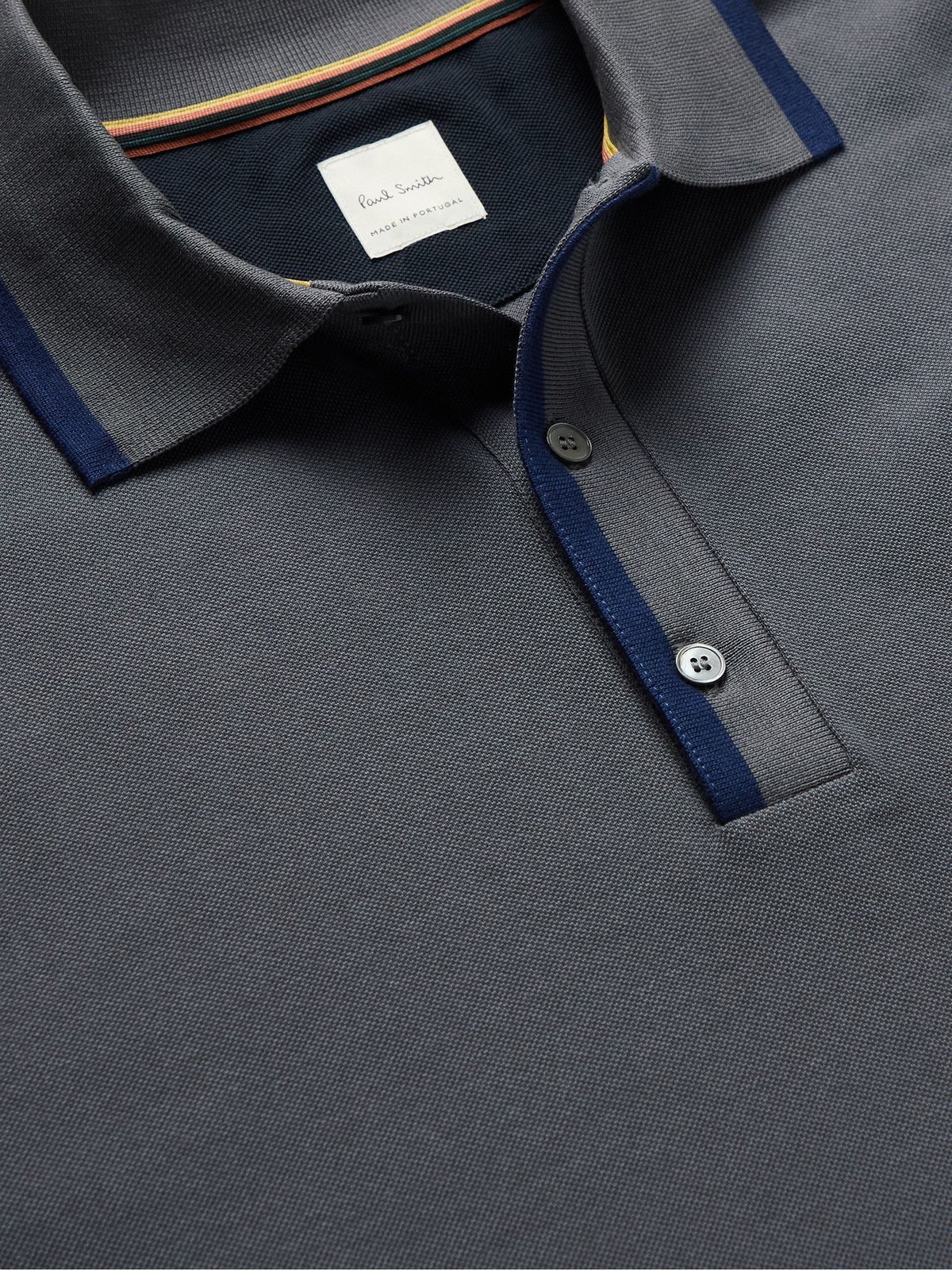 Paul Smith - Contrast-Tipped Cotton-Piqué Polo Shirt - Gray Paul Smith