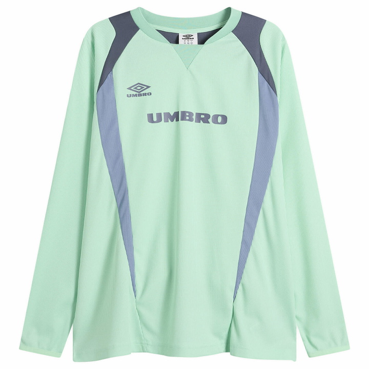 Photo: Umbro Men's Panelled Long Sleeve Jersey in Ocean Wave/Grisaille/Infinity