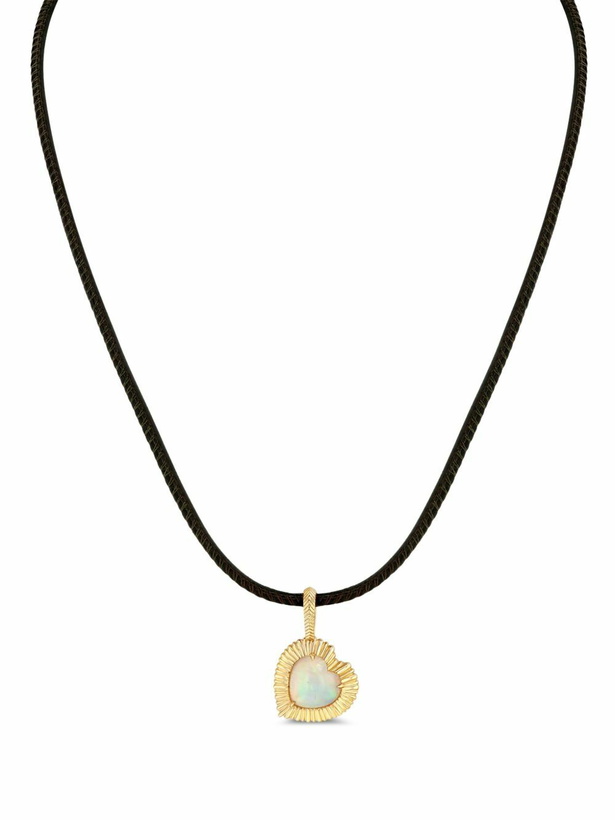 Photo: Lizzie Mandler Fine Jewelry 18K Yellow Gold Heart Opal Necklace