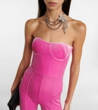 Alex Perry Strapless velvet jumpsuit