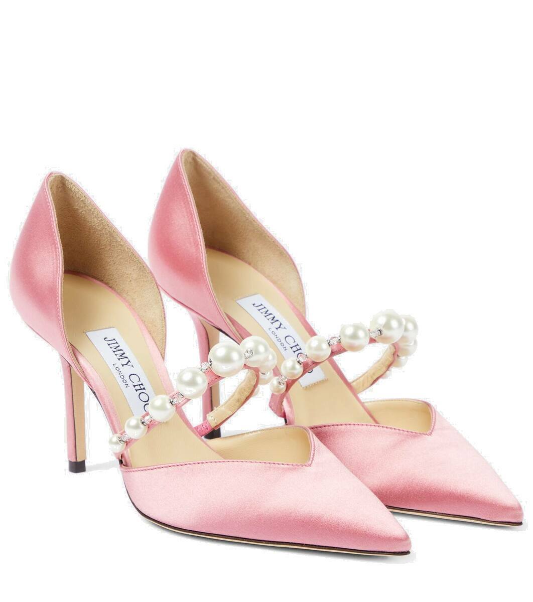 Jimmy★Choo(セールで春夏のワンピにお似合い)IVY85/DarkSky37.5 Jimmy Choo - Shar Black Suede V-Neck Slingback, 85mm