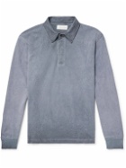 Les Tien - Distressed Cotton-Jersey Polo Shirt - Blue