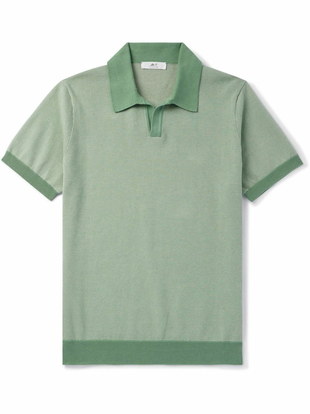 Photo: Mr P. - Honeycomb-Knit Cotton Polo Shirt - Green