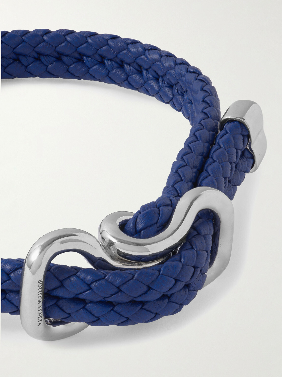 Bottega Veneta - Braided Leather and Sterling Silver Bracelet - Blue