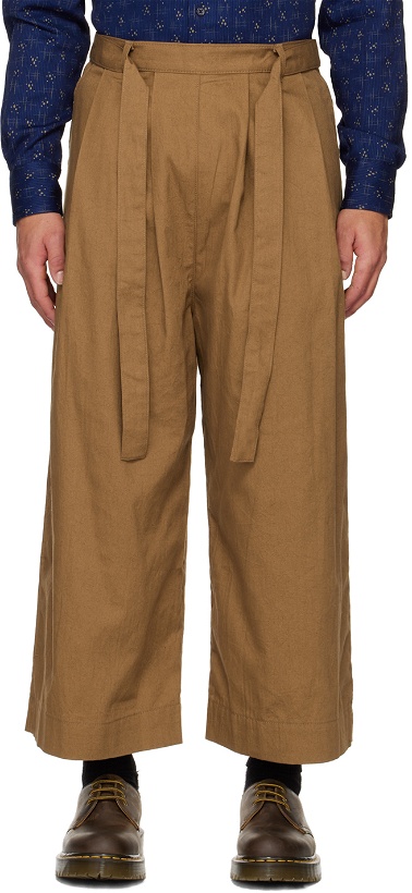 Photo: Naked & Famous Denim SSENSE Exclsuive Brown Self-Tie Trousers
