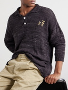 Kartik Research - Eri Logo-Embroidered Knitted Silk Polo Shirt - Brown
