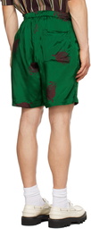 Dries Van Noten Green Printed Shorts