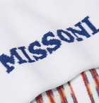 Missoni - Striped Logo-Jacquard Loopback Stretch Cotton-Blend Socks - White