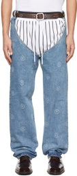 Martine Rose Blue Denim Hip Wader Chaps