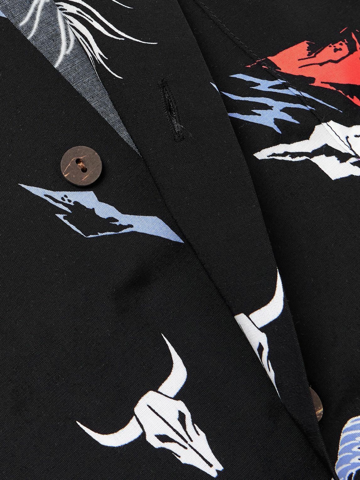 Wacko Maria - Convertible-Collar Printed Woven Shirt - Black