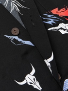 Wacko Maria - Convertible-Collar Printed Woven Shirt - Black