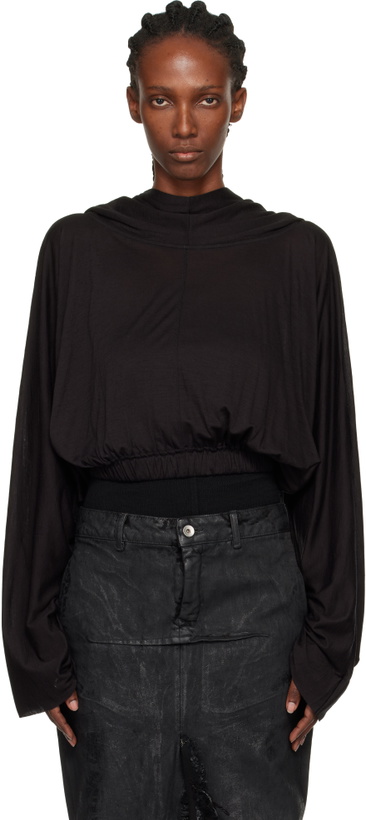 Photo: Rick Owens Black Concordians Cropped Tunic Hoodie