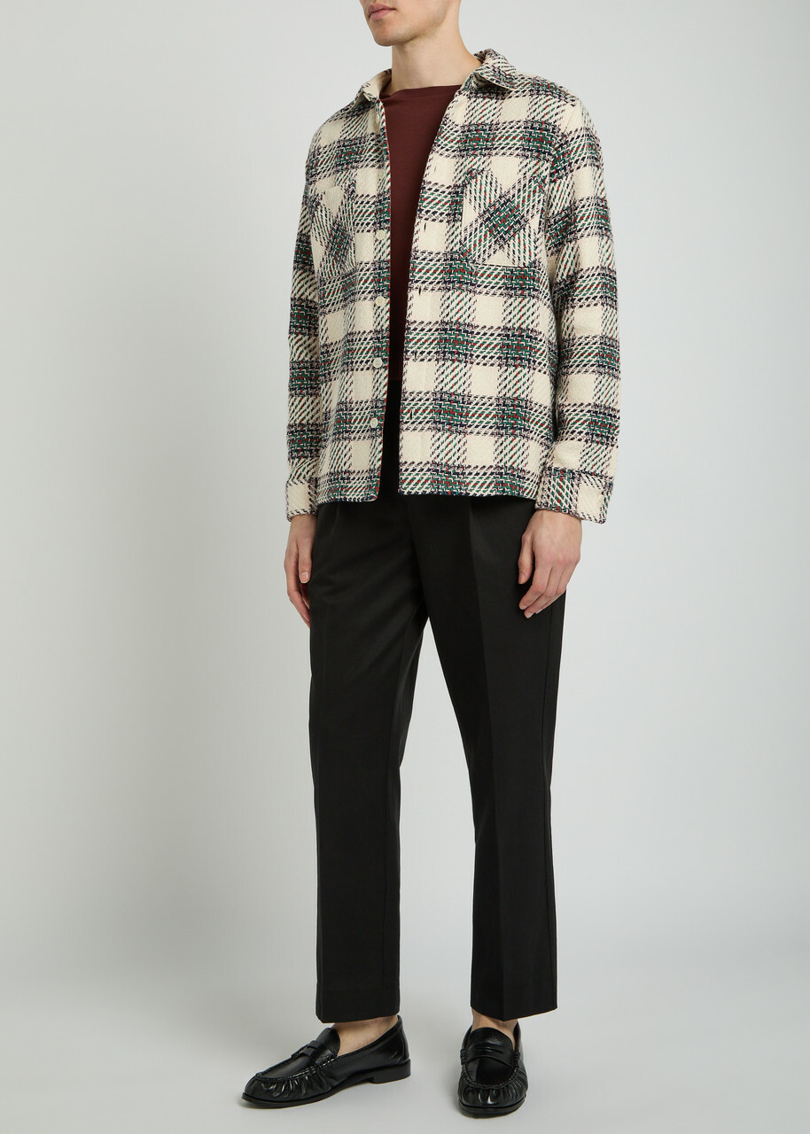 Wax London Whiting Checked Cotton-blend Overshirt Green