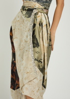 Maison Margiela Floral-print Asymmetric Silk Midi Wrap Skirt Brown