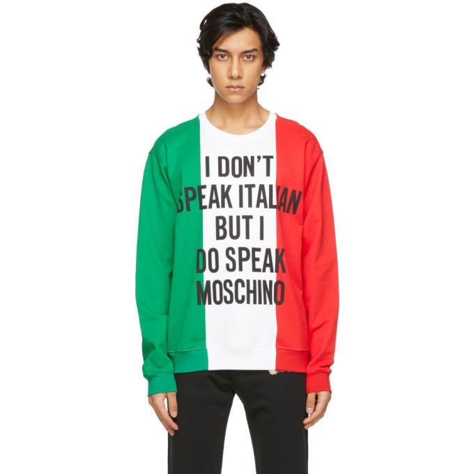 Photo: Moschino Multicolor Italian Slogan Sweatshirt