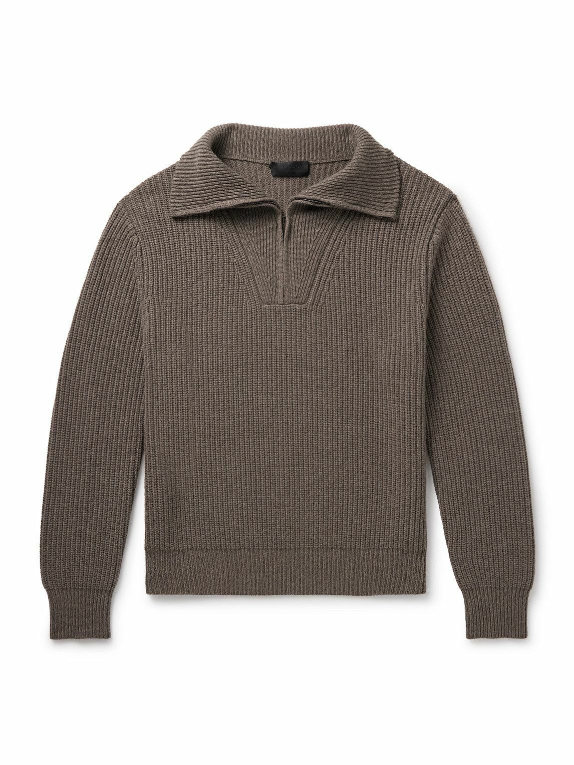 Nili Lotan - Heston Ribbed Cashmere Half-Zip Sweater - Green
