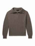 Nili Lotan - Heston Ribbed Cashmere Half-Zip Sweater - Green