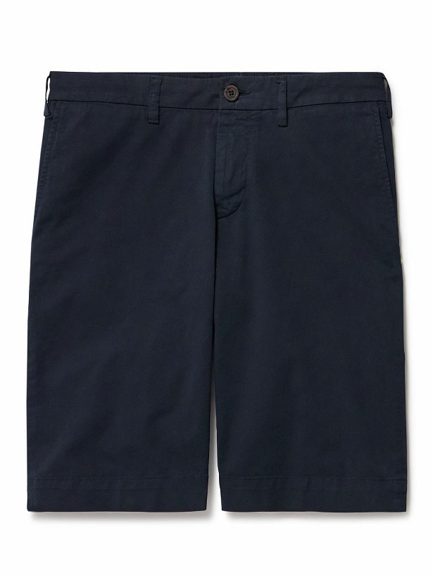 Photo: Canali - Straight-Leg Cotton-Blend Twill Bermuda Shorts - Blue