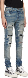 AMIRI Blue Sequin Thrasher Jeans