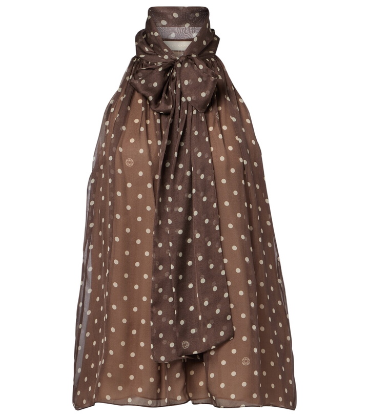 Photo: Elie Saab Polka-dot tie-neck silk chiffon top