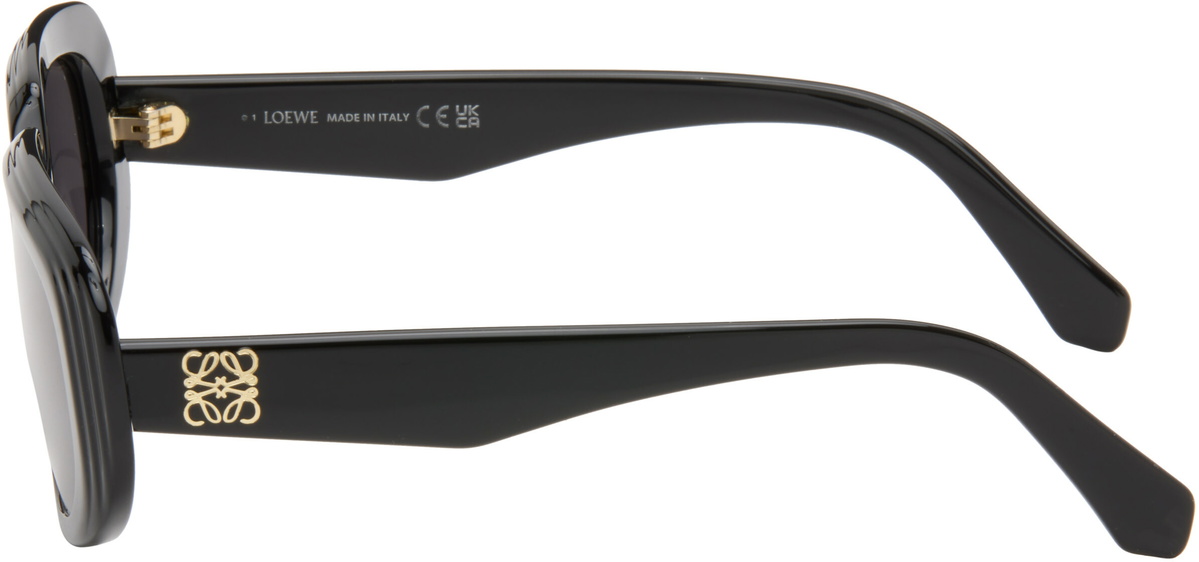 LOEWE Black Mini Anagram Steps Rectangle Sunglasses