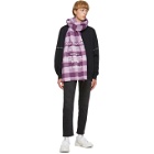 Acne Studios Pink and Purple Check Logo Scarf