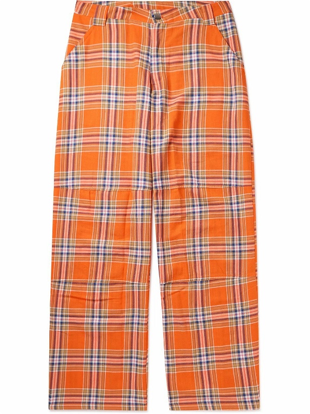 Photo: Collina Strada - Clover Checked Cotton-Flannel Trousers - Orange