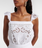 Self-Portrait Embroidered linen and cotton organza romper