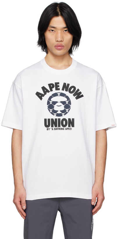 Photo: AAPE by A Bathing Ape White Printed T-Shirt