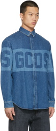 GCDS Blue Denim Logo Shirt