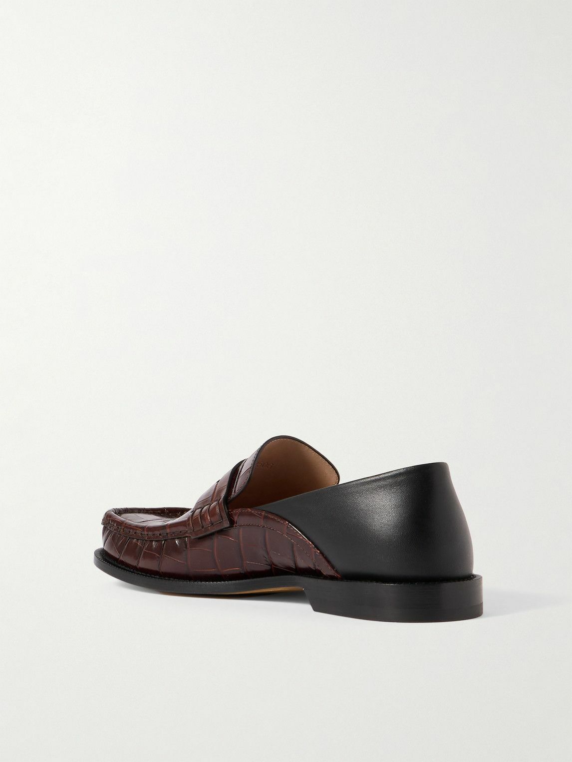 LOEWE - Campo Collapsible-Heel Croc-Effect Leather Loafers - Brown