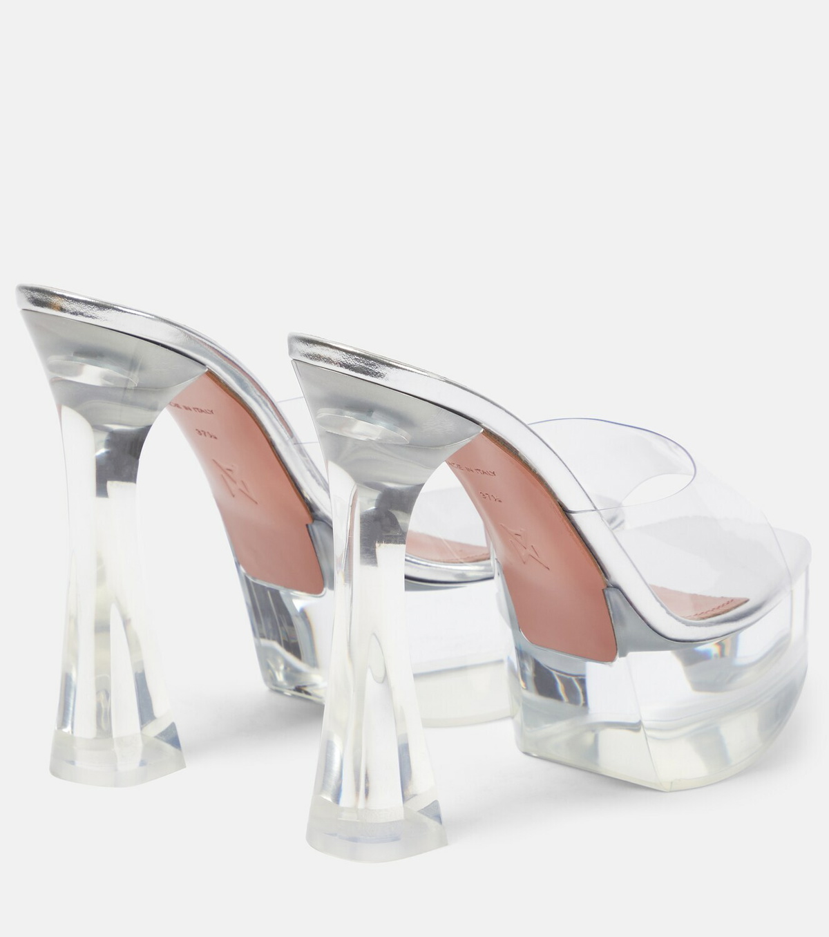 Amina Muaddi - Dalida Glass PVC platform mules