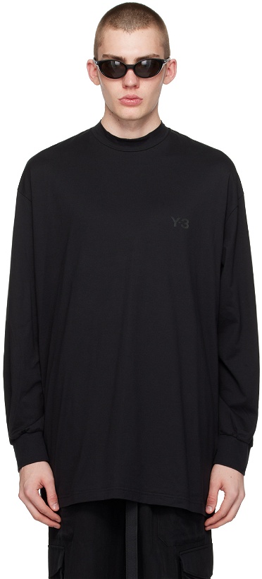 Photo: Y-3 Black Mock Neck Long Sleeve T-Shirt