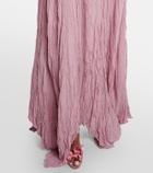 Blumarine Lace-trimmed plissé georgette gown